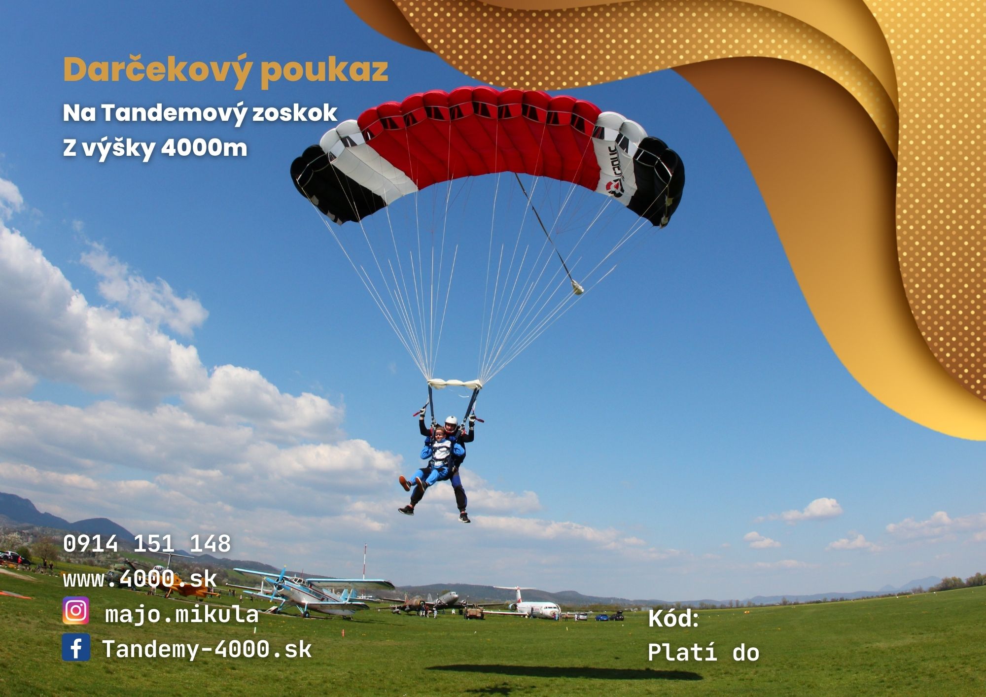 Darčekový Poukaz na Tandemový zoskok